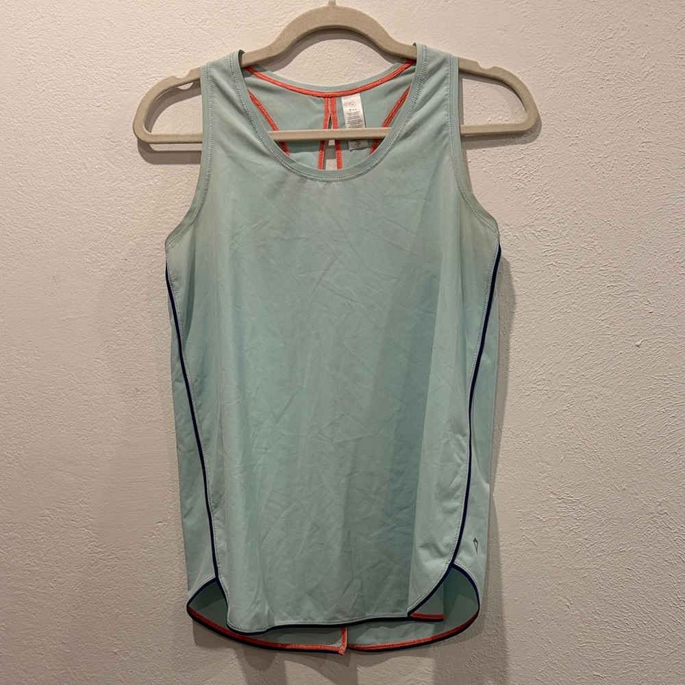 Light Aqua Lightweight Performance Tank Top with Coral Trim - Unbranded